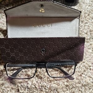 Gucci Black Eyeglasses with Monogram Case